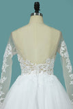 2024 Wedding Dresses Bateau Long Sleeves A Line With Applique Tulle PR6XZPY6
