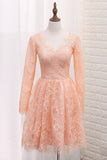 2024 A Line V Neck Long Sleeves Lace Homecoming Dresses PXFBZBZR