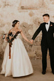 Simple Ivory Sleeveless Beach Wedding Dress Floor Length Satin Spaghetti Straps Bridal STIPC6KYY8G