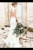 Scoop Wedding Dress With Embellished Bodice Vivid Floral Lace PNZJSATH