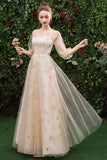 Floor Length Long Sleeve Tulle Evening Dress With PQYL4PTY