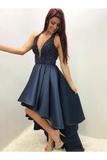 Beaded Bodice High-Low Satin Prom Party Dresses V STIPS24CAJ4