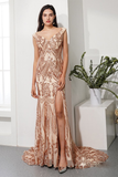 Glitter Prom Dress Champagne Mermaid Evening Dress