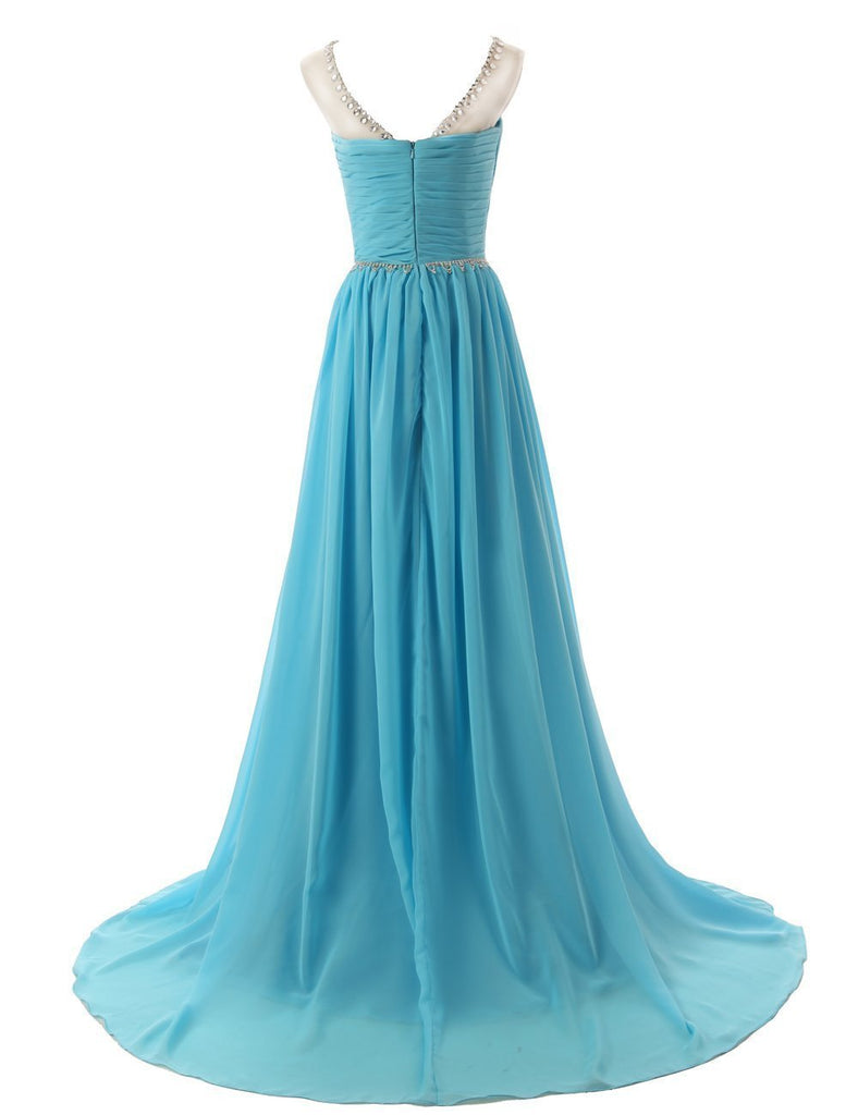 Beaded Straps Bridesmaid Prom Dress with Sparkling Embellished