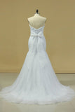 2024 Sweetheart Ruffled Bodice Mermaid Wedding Dress Tulle P7F8ZB48