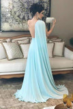 Charming One Shoulder Long Simple Cheap Chiffon Prom Dresses P464D1K6