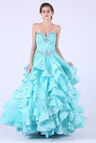 2024 A Line Sweetheart Prom Dresses Organza With Applique And P4G2D32H