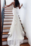 Princess Spaghetti Straps Backless V Neck Mermaid Wedding Dresses Bridal Dresses STI15306