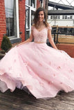 Two Piece Floor Length Tulle Prom Dress With Lace Long Off The Shoulder Dress PNNZQK87