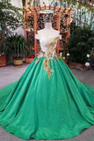 2024 Awesome Satin Wedding Dresses Lace Up With Appliques And Sequins PNMAQB5R