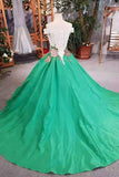 2024 Awesome Satin Wedding Dresses Lace Up With Appliques And Sequins PNMAQB5R