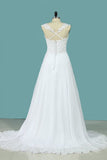 2024 A Line Straps Wedding Dresses Chiffon With Applique P3G85RYF