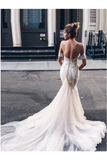 Charming Mermaid Sweetheart Backless Tulle Wedding Dresses With STIPH8491GT