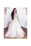 Round Neck Long Sleeves Lace Wedding Dresses PYFS15AG