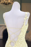 Spaghetti Straps Appliques Mermaid Prom Dress Ruffle Skirt Formal STIPEY5G4CG
