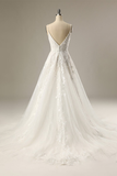 A-line Spaghetti Strap Applique Wedding Dress