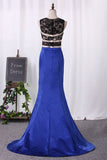 2024 See-Through Satin & Lace Prom Dresses Scoop With PBCL9523