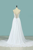 2024 Spaghetti Straps Wedding Dresses A Line PPTDMDCK