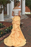 Pretty Ivroy And Yellow Long Mermaid Modest Prom Dresses P11A92ZE