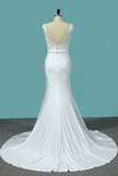 2024 V Neck Open Back Spandex Wedding Dresses With PSCL9PS1