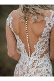 Long Sleeves Boho Wedding Dress With Appliques Mermaid STIP22A7X4E