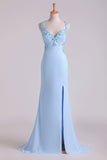 2024 Hot Halter Sheath Prom Dresses With Slit And Beading Chiffon Sweep PHCNPJF9