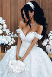 A Line Off The Shoulder Wedding Dresses Tulle With Applique And STIPR88F3G3