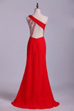 2024 Petite Size Evening Dresses Floor Length One Shoulder Chiffon With PHM5JADY