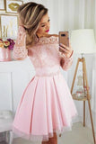 Off The Shoulder Long Sleeves Short Homecoming Dress With PZDBF3EM