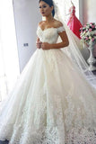Ball Gown Off the Shoulder Sweetheart Wedding Dresses with Lace up, Wedding Gowns STI15561
