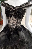 2024 Cheap Price Tulle Prom Dresses Lace Up With Appliques Off PA5MG8AQ