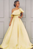 Charming One Shoulder Prom Dress A Line Cheap Satin Formal STIPGA3RNC6