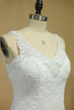 2024 Tulle V-Neck Column Wedding Dresses With Applique PABPM2M9