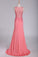 2024 See-Through Prom Dresses Scoop Beaded Bodice Spandex PTKYE92A