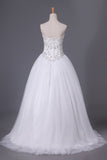 2024 Sweetheart Tulle Wedding Dresses A Line With Beading P4E6J91H