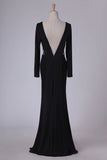 2024 Sexy Open Back Long Sleeves V Neck Spandex Mother Of The Bride Dresses PALJN6M9