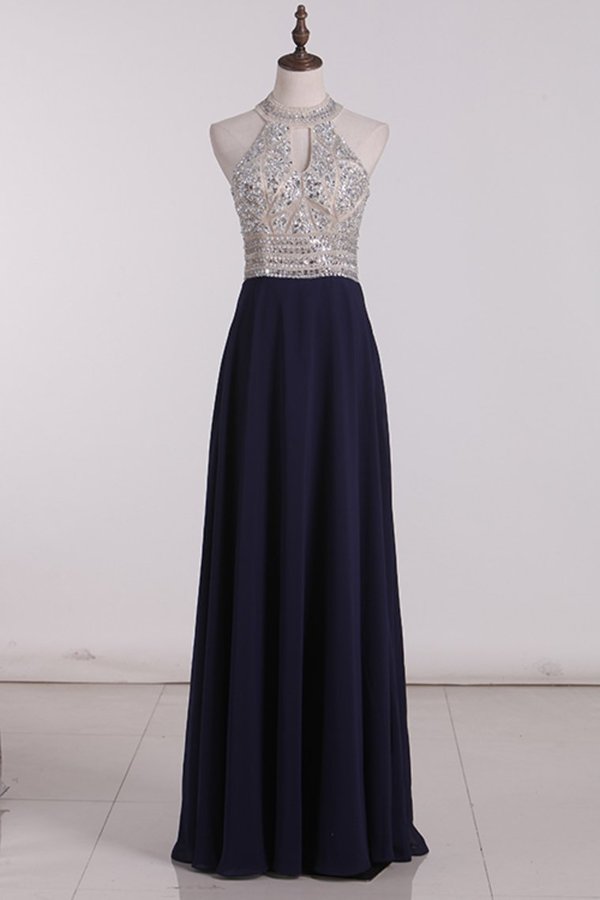 2024 Scoop Prom Dresses Chiffon With Beading A PX8Y5QG8