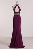 2024 Two-Piece High Neck Prom Dresses Mermaid With P3DKZB9B