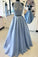 Two Piece Sky Blue Prom Dress Two Piece Sky Blue Long Prom Dresses
