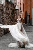 Rustic A Line Tulle Sweetheart Strapless Wedding Dresses, Sleeveless Beach Bridal Dresses STI15526