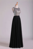 2024 Scoop Prom Dresses A-Line Beaded Tulle Bodice Pick Up Long PK4DG65J