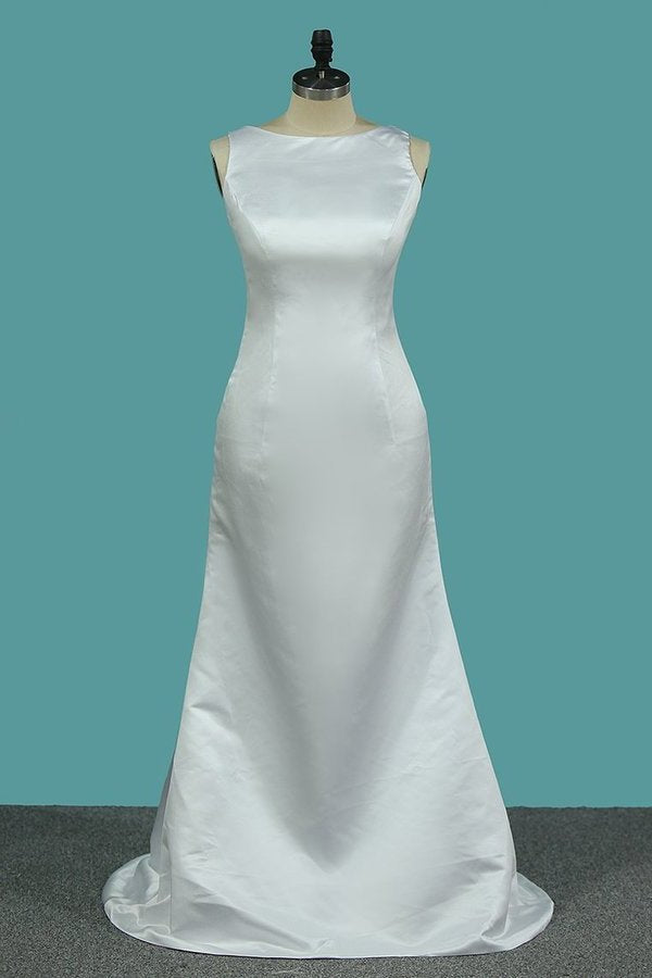 2024 Scoop Satin A Line Wedding Dresses With PCH6DCXX