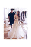 Round Neck Long Sleeves Lace Wedding Dresses PYFS15AG