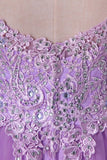 2024 V Neck A Line/Princess Prom Dress Tulle With Applique PT8FB91T