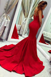 Sexy Red Sweetheart Mermaid Prom Dresses, Strapless Sweetheart Evening Dresses STI15348
