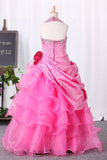 2024 Ball Gown Halter Flower Girl Dresses Floor PLL2RDJL