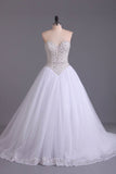 2024 Sweetheart Bridal Dresses A-Line Tulle White Zipper Back P2RQNTB9