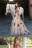 2024 Long Prom Dresses Sweetheart Sweep Train A Line Embroidery Prom Dress Sexy PYM8NRLN