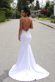 Spaghetti Straps Mermaid Wedding Dress With Appliques Sexy Backless Bridal STIPGZT9APS