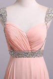 Simple Prom Dresses With Cap Sleeves A-Line V-Neck Floor-Length Chiffon PFPPGQFD